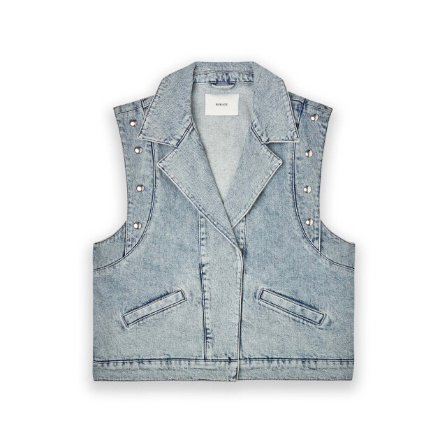 Homage to Denim H-cw25m136 denim gilet with big studs H-CW25M136 Denim Gilet With Big Studs large