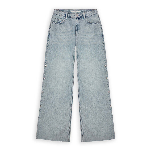 Homage to Denim H-cw25m85 mid waist wide leg jeans with big studs H-CW25M85 Mid Waist Wide Leg Jeans With Big Studs large