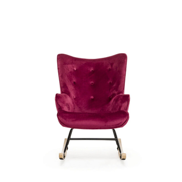 Aemely ® schommelstoel 'steerne' – bordeaux velvet, blank hout 3064033 large