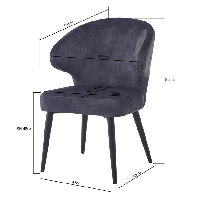 Livingfurn eetkamerstoel donna velvet - 2 stuks 2658035 large