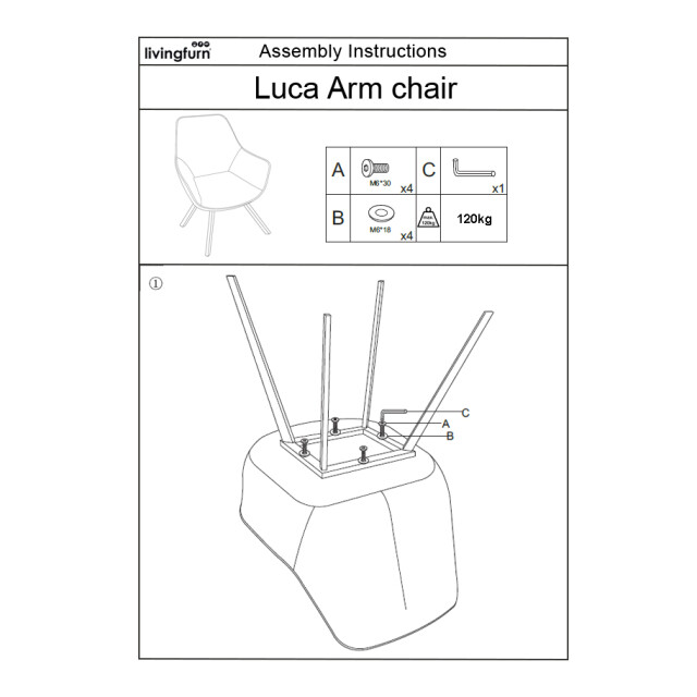 Livingfurn eetkamerstoel luca antraciet stof 60x50x85 2058967 large