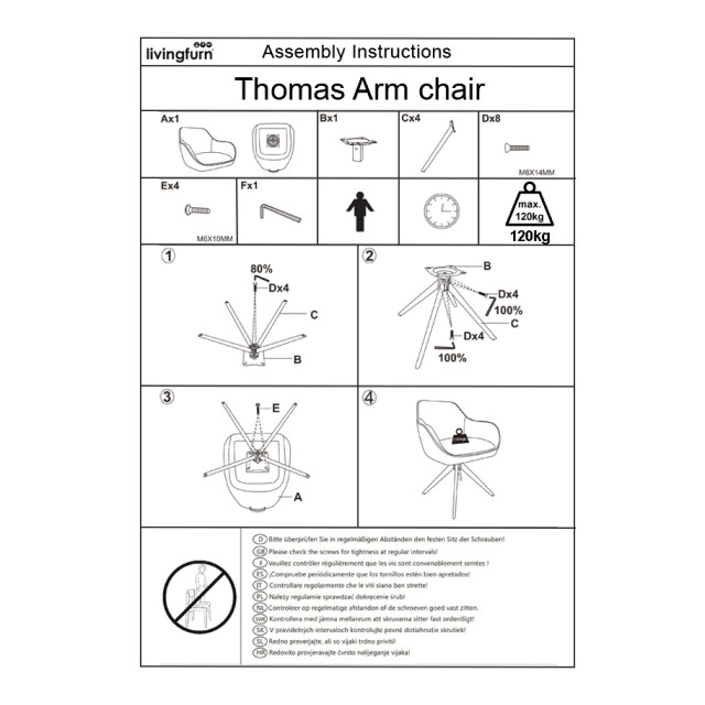 Livingfurn eetkamerstoel thomas brique - stof set van 2 2834834 large