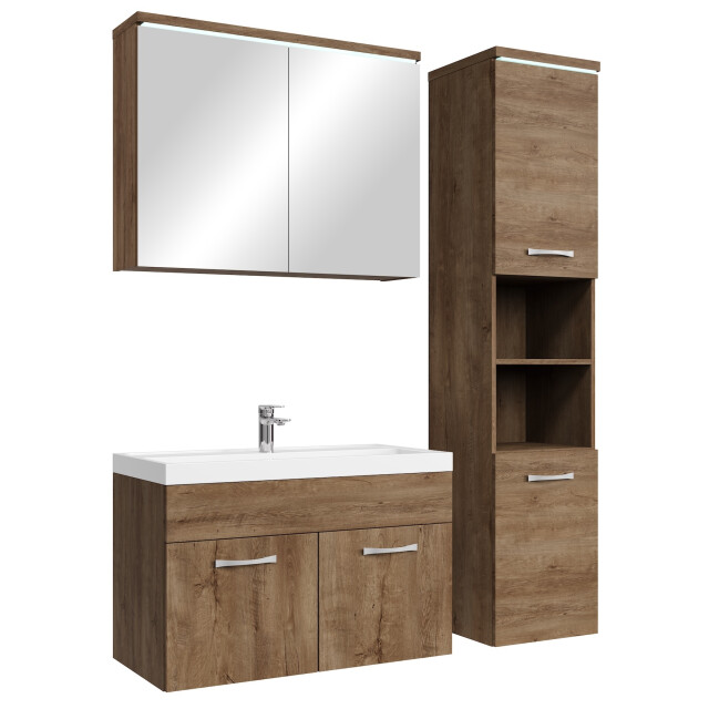 Badplaats Badkamermeubel set paso 80 x 40 cm bruin badmeubel met 3195708 large