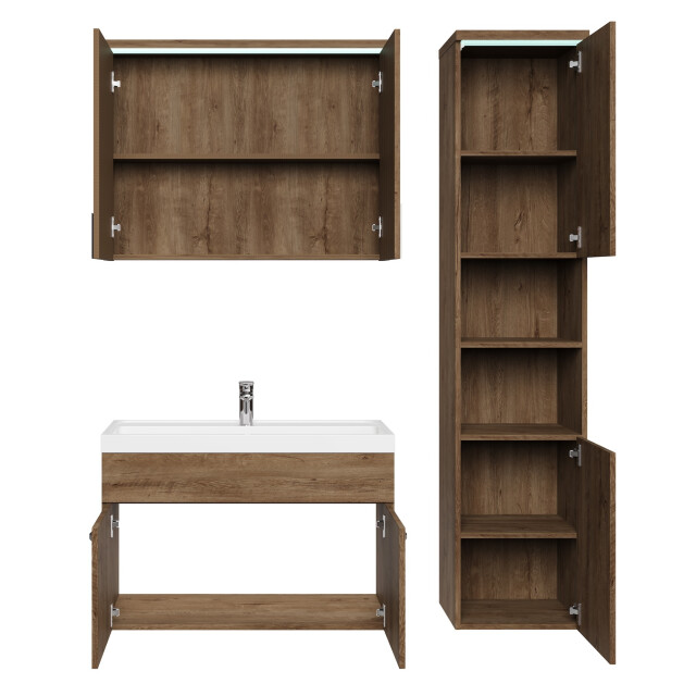 Badplaats Badkamermeubel set paso 80 x 40 cm bruin badmeubel met 3195708 large