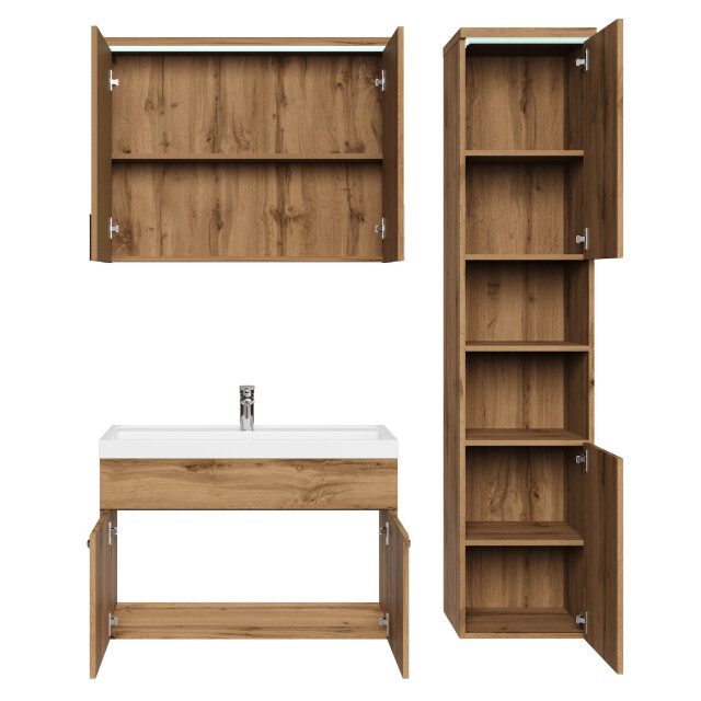 Badplaats Badkamermeubel set paso 80 x 40 cm - badmeubel met spiegelkast 3181367 large