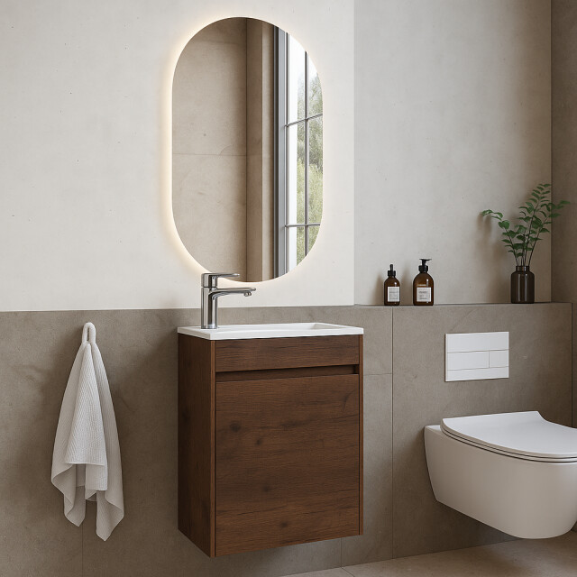 Badplaats Toiletmeubel sinta 40 x 22 cm walnoot bruin fonteinmeubel met 3195788 large