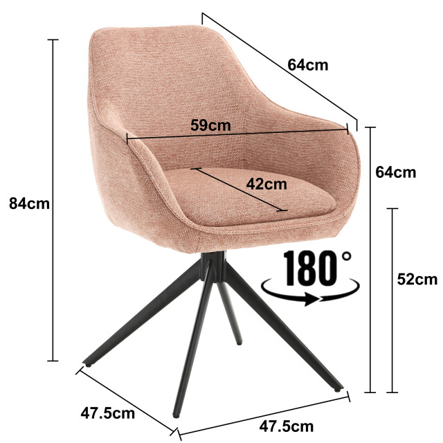 Livingfurn eetkamerstoel thomas brique - stof set van 2 2834834 large
