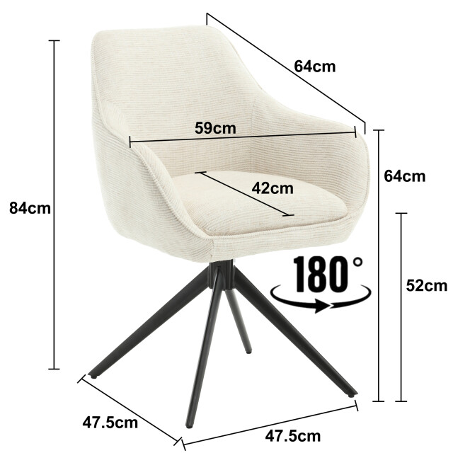 Livingfurn eetkamerstoel thomas sand - stof set van 2 2834835 large