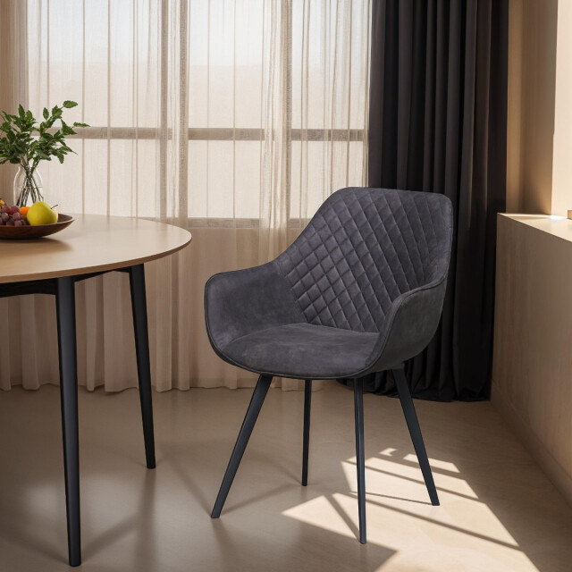 Livingfurn eetkamerstoel luca antraciet stof 60x50x85 2058967 large