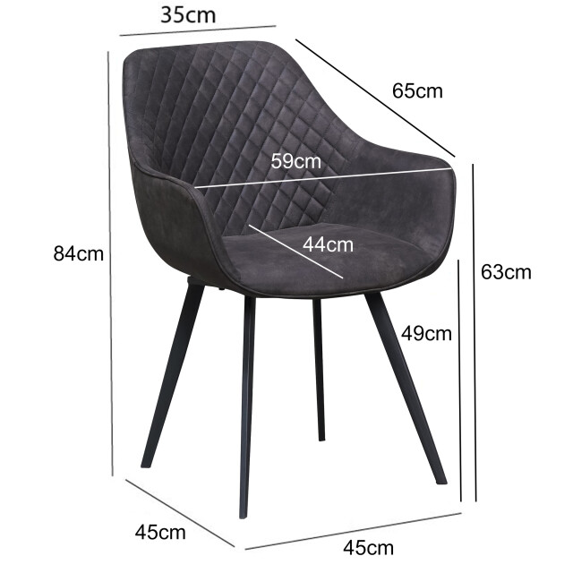 Livingfurn eetkamerstoel luca antraciet stof 60x50x85 2058967 large