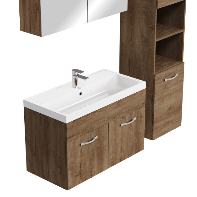 Badplaats Badkamermeubel set paso 80 x 40 cm bruin badmeubel met 3195708 large