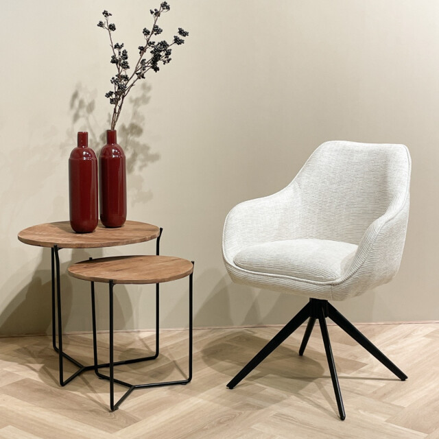 Livingfurn eetkamerstoel thomas sand - stof set van 2 2834835 large