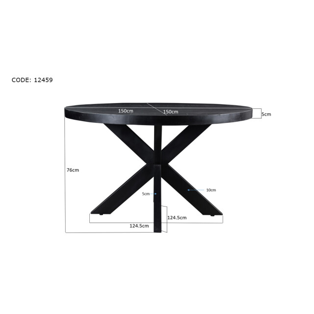 Livingfurn eetkamertafel kala rond black mangohout 150 cm - 2059068 large