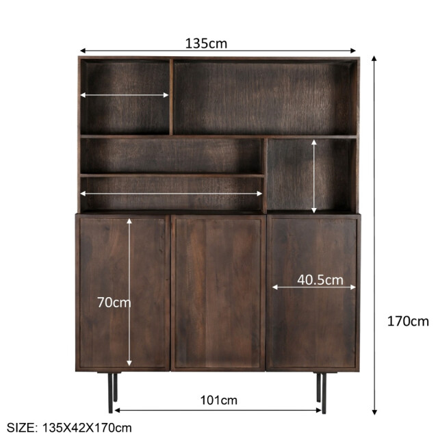 Livingfurn kabinetkast elan 135cm mangohout / gecoat staal 2926177 large
