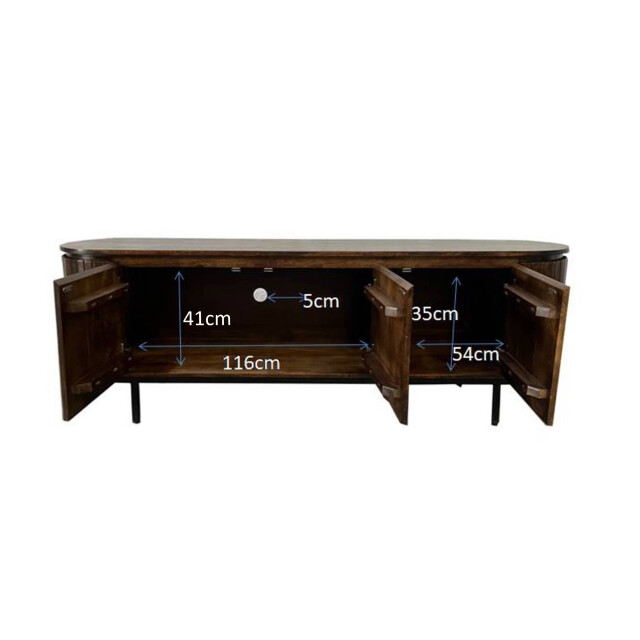 Livingfurn tv meubel noor walnut 170cm mangohout / gecoat staal 2658017 large
