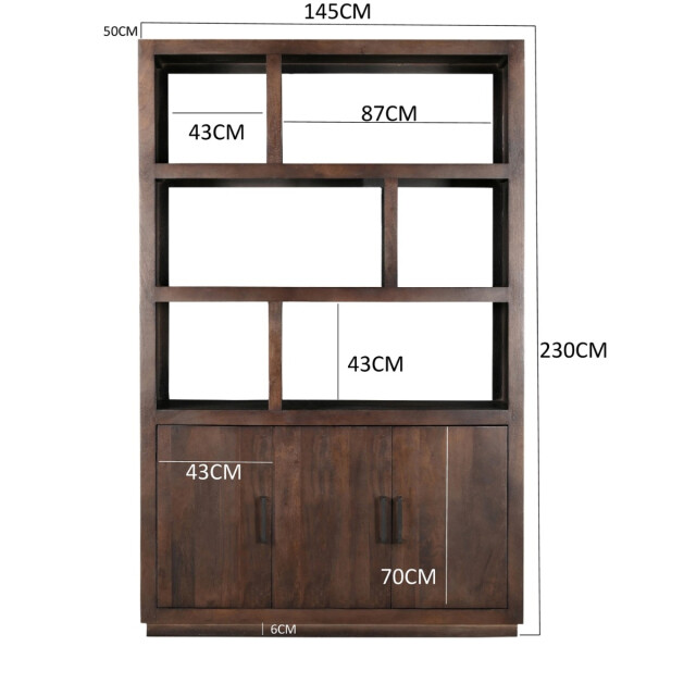 Livingfurn kabinetkast jaxx brown 145cm mangohout 2926094 large