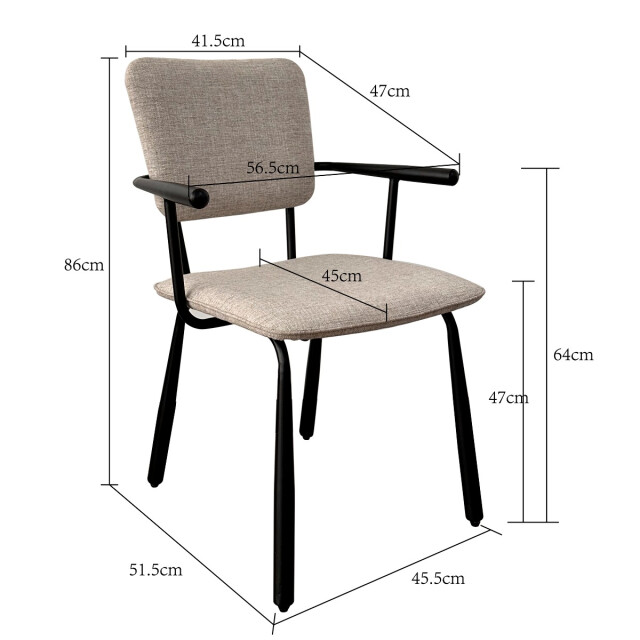 Brix eetkamerstoel finn sand zwart set van 2 3040553 large