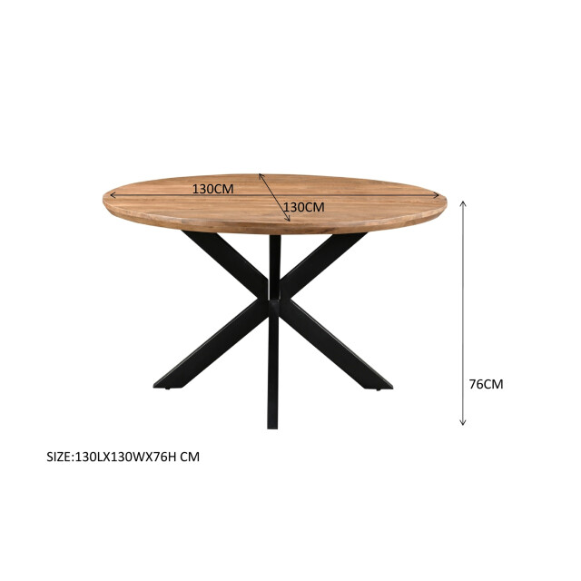 Livingfurn eetkamertafel jesper round 130cm mangohout / gecoat staal 2630754 large
