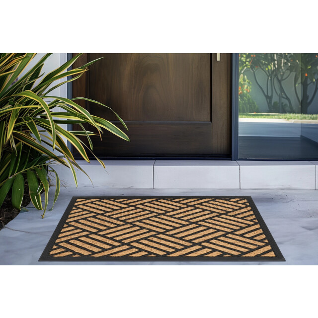 Muratap Bali kokos deurmat droogloopmat – beige / zwart slijtvast & 100% 3241522 large