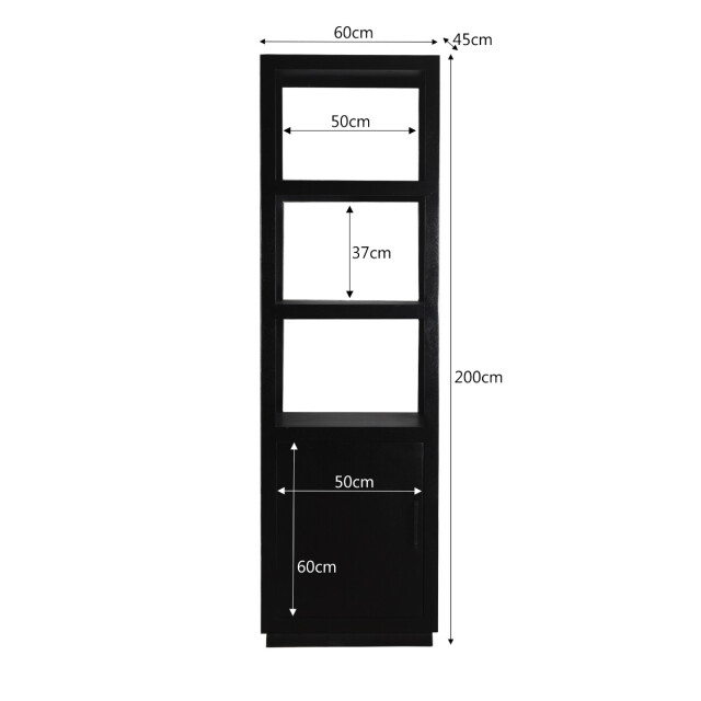 Livingfurn boekenkast jaxx black 60cm mangohout 2658009 large
