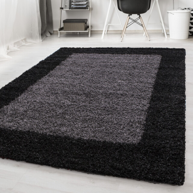 Muratap Basic shaggy kader vloerkleed / grijs hoogpolig- 60x110 cm 1128553 large