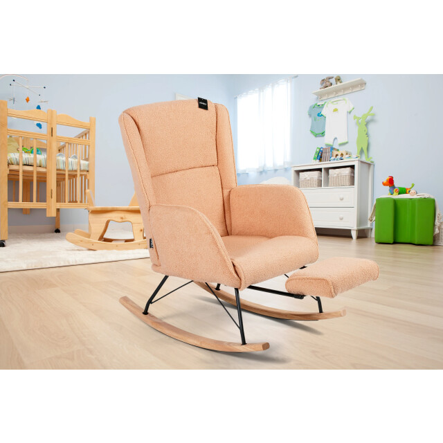 Aemely Schommelstoel relax apricot teddy, zwarte poten 3241337 large