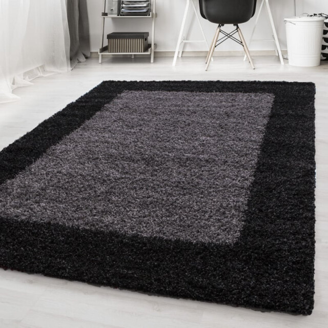Muratap Basic shaggy kader vloerkleed / grijs hoogpolig- 200x290 cm 1128547 large