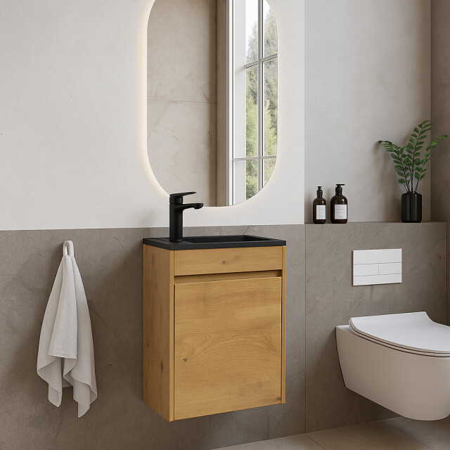 Badplaats Toiletmeubel sinta 40 x 22 cm - fonteinmeubel met zwarte 3181181 large