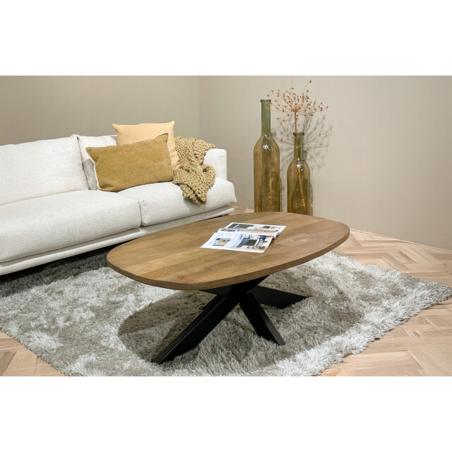 Livingfurn salontafel jesper 120cm mangohout / gecoat staal 2630729 large