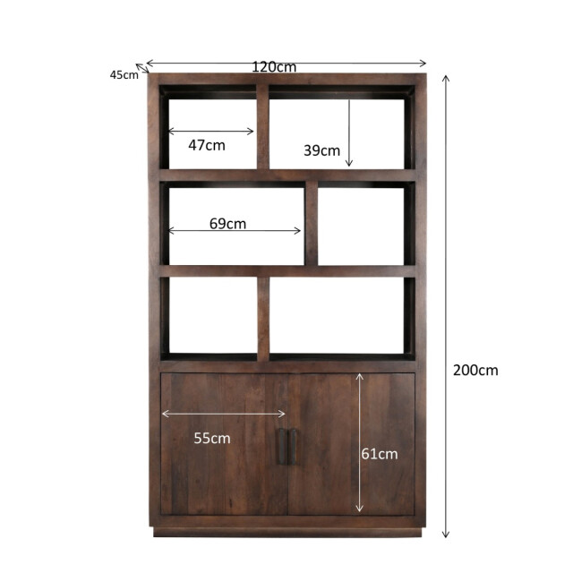 Livingfurn vitrinekast jaxx brown 120cm mangohout 2658029 large