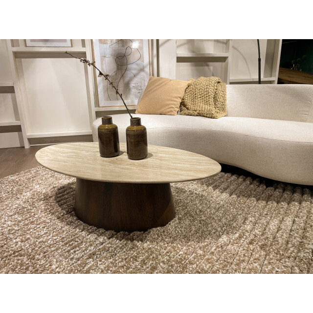 Livingfurn salontafel valentino oval 120cm mangohout / travertin 2630769 large