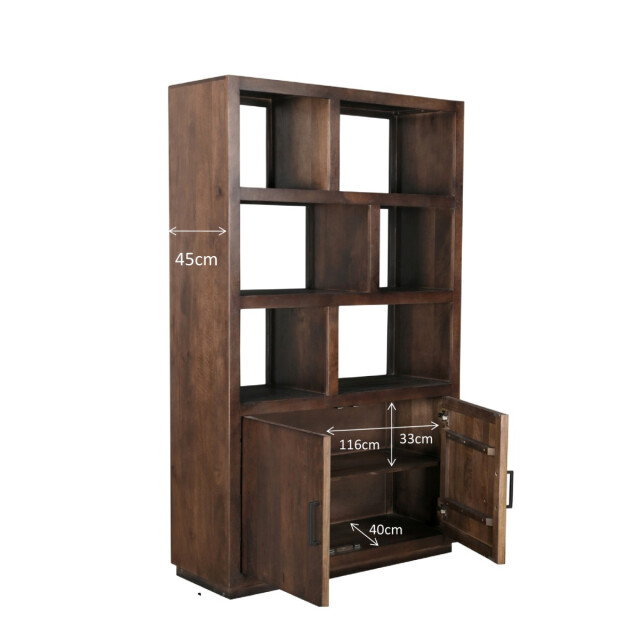 Livingfurn vitrinekast jaxx brown 120cm mangohout 2658029 large