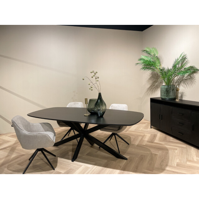 Livingfurn eetkamertafel jesper danish oval black 210cm mangohout / gecoat staal 2638567 large