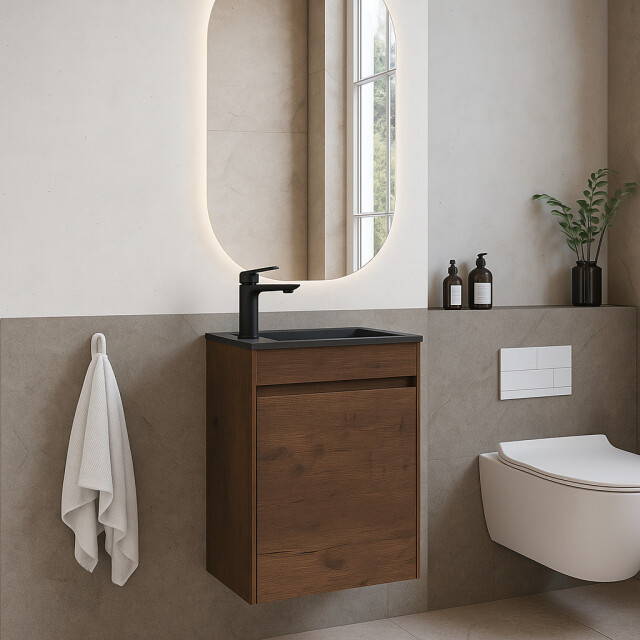 Badplaats Toiletmeubel sinta 40 x 22 cm walnoot bruin fonteinmeubel met 3202079 large