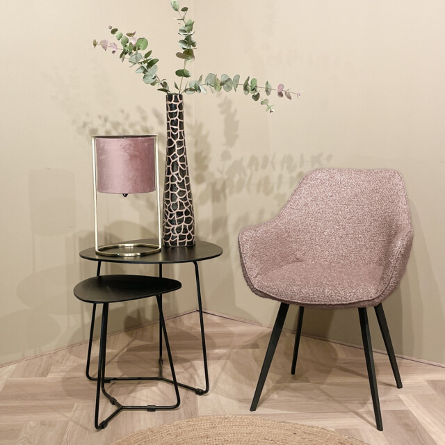 Livingfurn eetkamerstoel luca boucle vintage pink 2 stuks 2657989 large