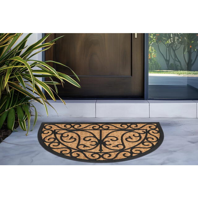 Muratap Bogota kokos deurmat halfrond droogloopmat – beige / zwart slijtvast & 3241502 large