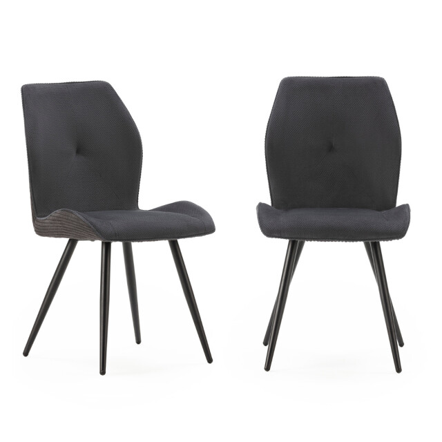 CaliCosy Set van 2 stoelen in stof met zwarte metalen poten l45 cm adaya 3078564 large