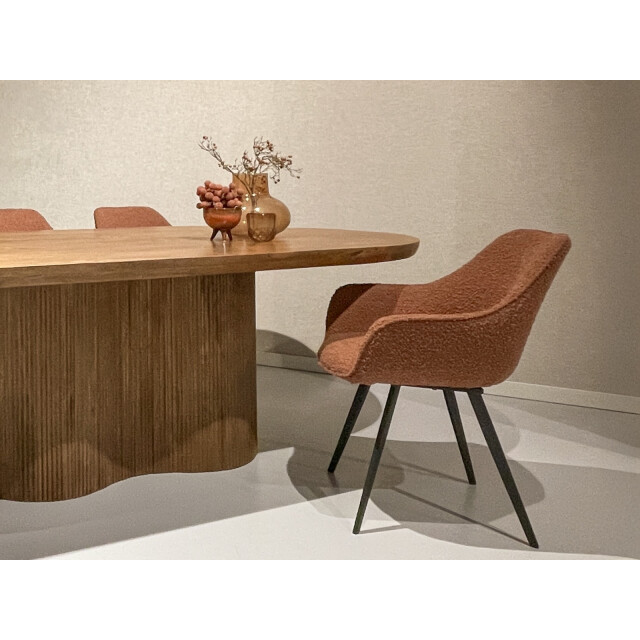 Livingfurn eetkamerstoel luca boucle leaf brown 2 stuks 2657991 large