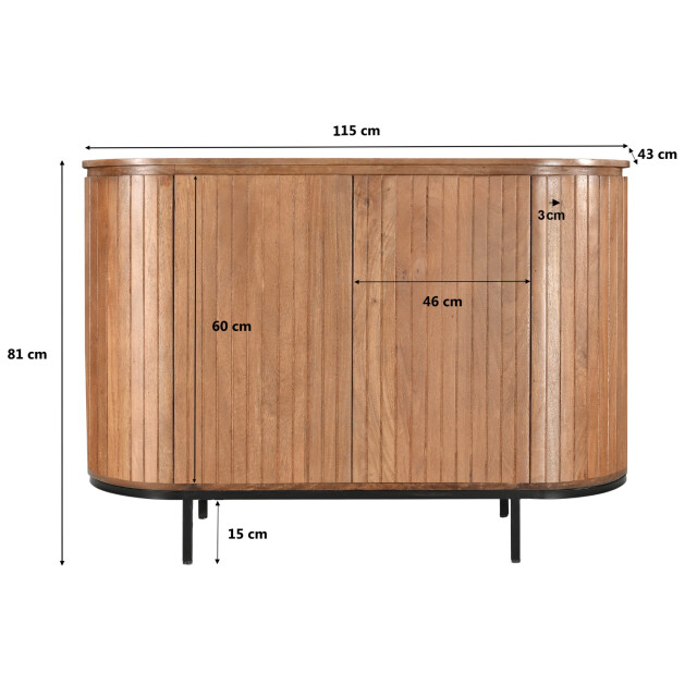 Livingfurn dressoir noor natural 115cm mangohout / gecoat staal 2630732 large