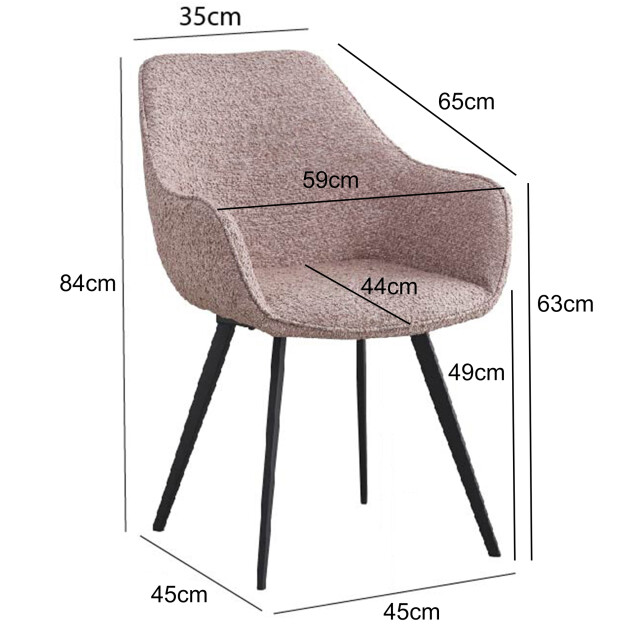 Livingfurn eetkamerstoel luca boucle vintage pink 2 stuks 2657989 large