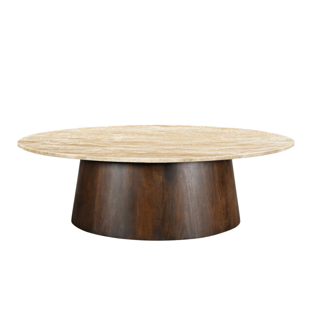 Livingfurn salontafel valentino oval 120cm mangohout / travertin 2630769 large