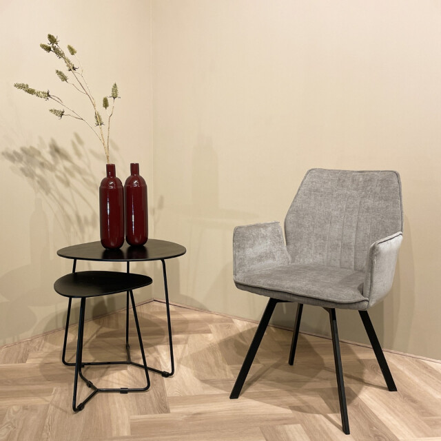 Livingfurn eetkamerstoel louise grey stof / gecoat staal 1 stuk 2657988 large
