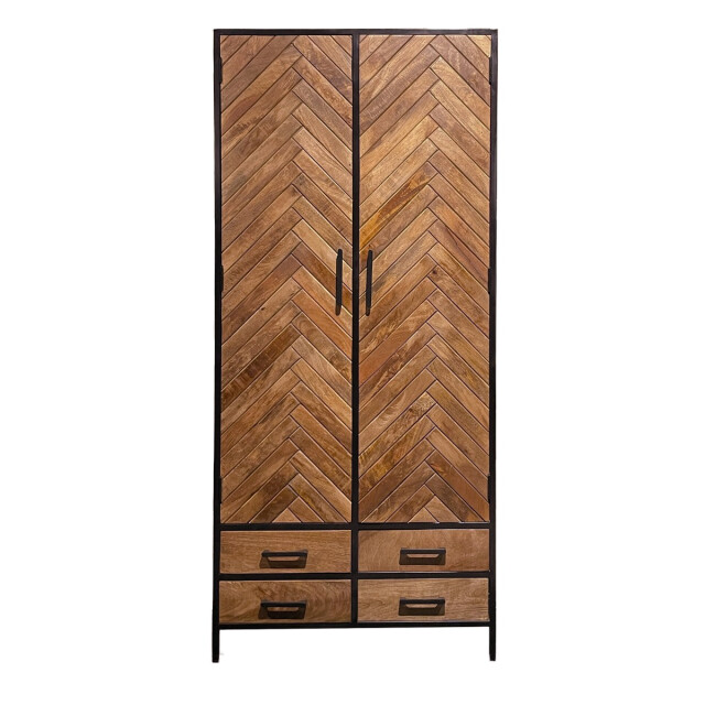 Livingfurn kabinetkast brooklyn 2 lade 90cm mangohout / gecoat staal 2658006 large