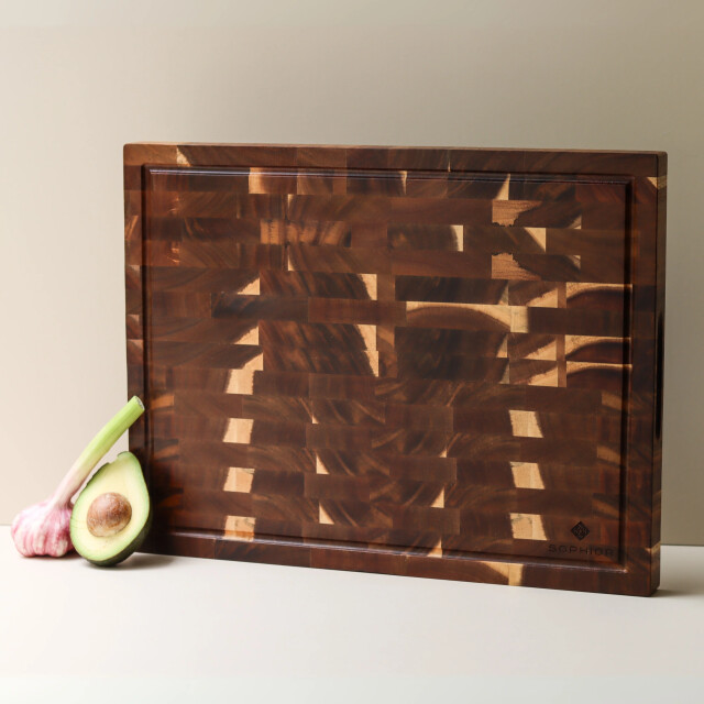 Sophior Hakblok van acacia hout met sapgeul 3201957 large