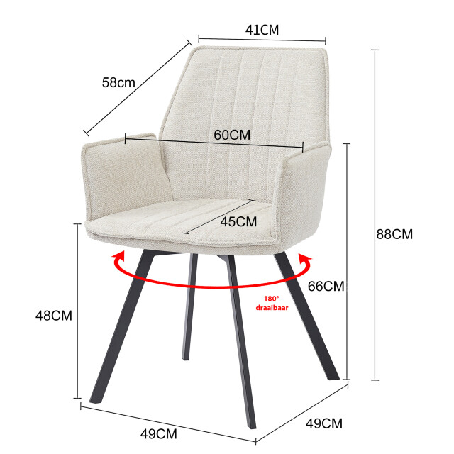 Livingfurn eetkamerstoel louise stof / gecoat staal 1 stuk 2657987 large