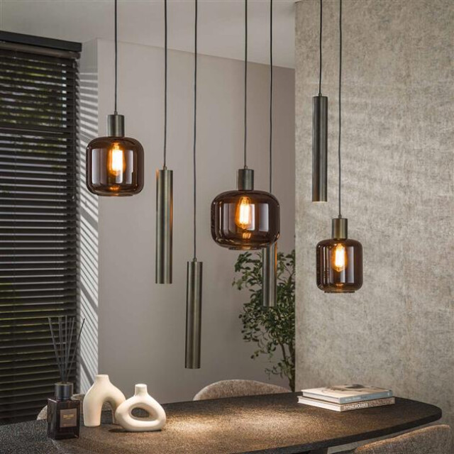 Hoyz hanglamp bronza mix 4+3-lichts sienna brown 3222883 large