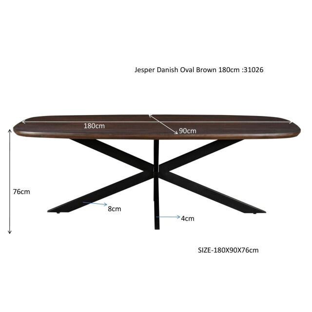 Livingfurn eetkamertafel jesper danish oval brown 180 cm mangohout 2834825 large