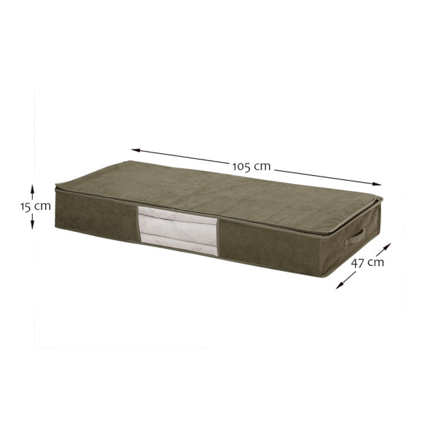 CaliCosy Set van 4 opberghoezen onder het bed van kaki ribfluweel, l107 cm 3236411 large