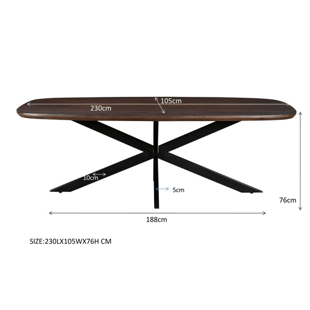 Livingfurn eetkamertafel jesper danish oval brown 230 cm mangohout 2834824 large