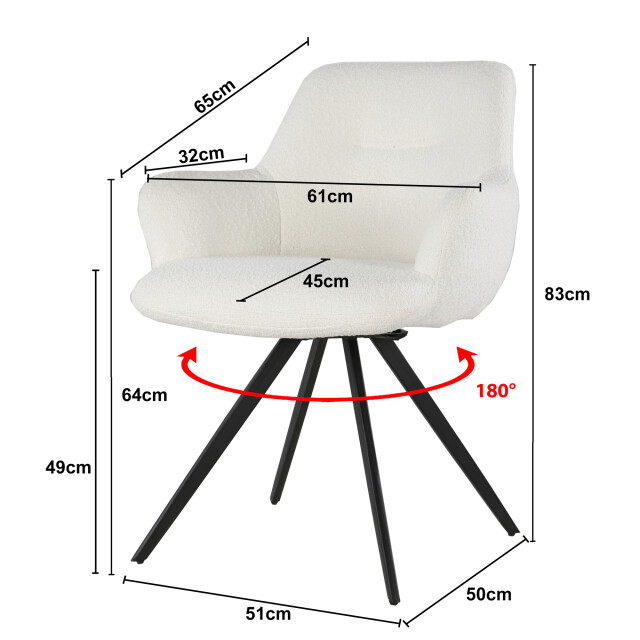 Livingfurn eetkamerstoel doreen boucle - 2 stuks 2658025 large